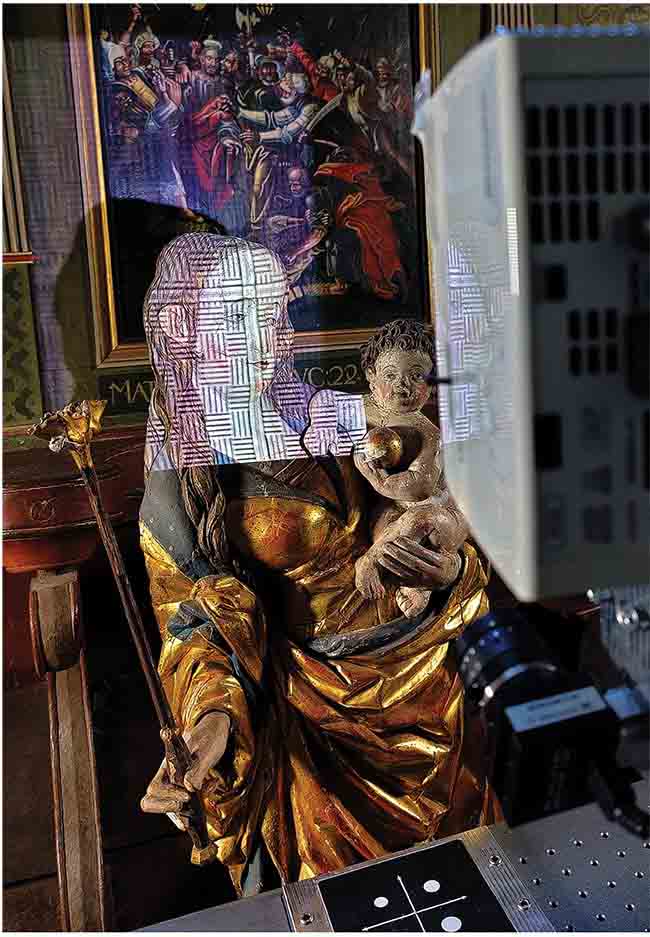 Wooden sculptures, such as the Mary figure in the Isenhagen Monastery, were scanned before and after restoration by researchers at the Philipps University Marburg and the University of Applied Sciences and Arts Hildesheim/Holzminden/Göttingen, in the course of a collaborative project with Menlo Systems. Courtesy of Menlo Systems.