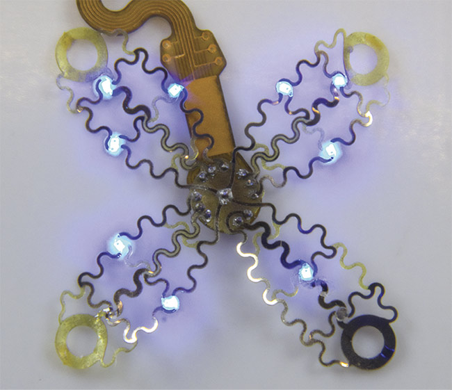 An exploded-view schematic of the optoelectronic device. Courtesy of the Gutruf Lab.
