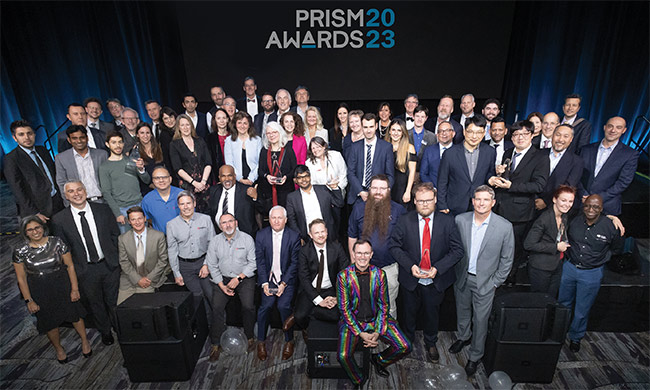 SPIE and media partner Photonics Media recognized the winning companies in eight categories at the 2023 Prism Awards. The Feb. 1 ceremony, which took place during SPIE Photonics West, marked the 15th anniversary of the awards. Courtesy of SPIE.