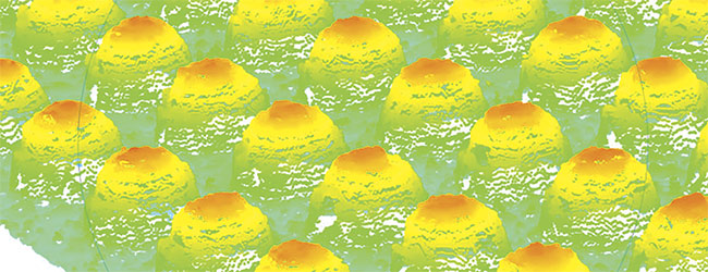 Objects such as the ball grid arrays used for integrated circuits must be imaged in 3D to ensure height uniformity. Stereoscopic line-scan cameras are used to tackle this challenge. Courtesy of Chromasens.