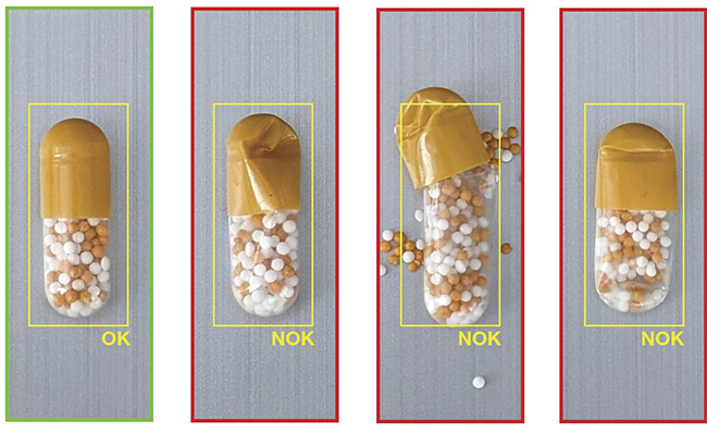 Inspections of pill capsules and blister packs containing pill capsules are applications that are well suited for AI. Courtesy of PEKAT VISION.