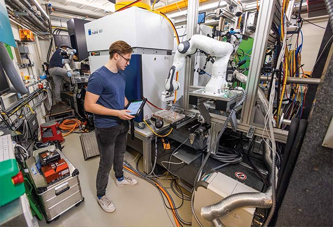 TRUMPF and Fraunhofer ILT leveraged the particle accelerator at the German Electron Synchrotron (DESY) in Hamburg to investigate laser welding of copper connections for e-mobility. Courtesy of TRUMPF.