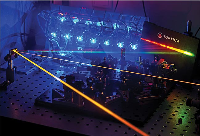 A femtosecond fiber laser laboratory setup for the generation of a broadband frequency comb in the visible spectral range. Courtesy of TOPTICA Photonics.