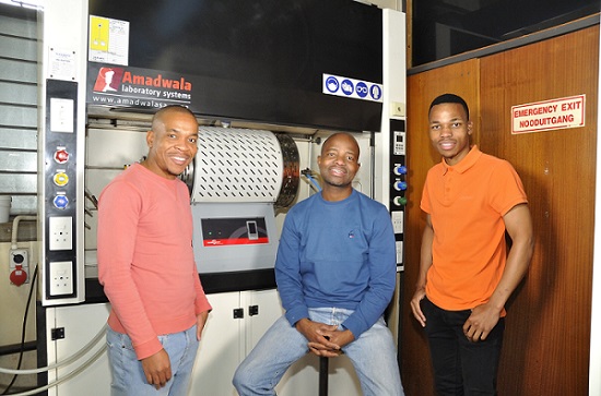 University of Johannesburg photocatalyst research team. From left to right: Project supervisor Prof. Langelihle (Nsika) Dlamini; Project collaborator Prof. Edwin Mmutlane; First author (Ph.D. candidate) Mr. L. Collen Makola. Courtesy of University of Johannesburg.