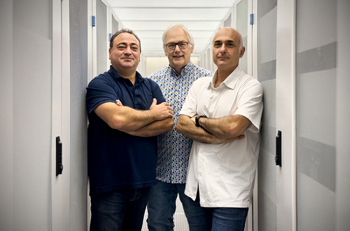 The Astrape team. From left to right: Chief Architect Nicola Calabretta, CTO Willem Jan Withagen, and CEO Francesco Pessolano. Courtesy of PhotonDelta.
