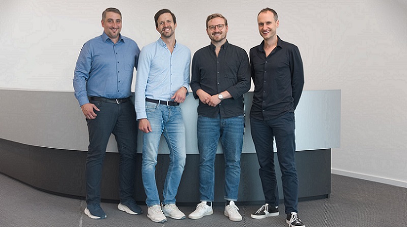 From left: wenglor head of computer vision Christian Vollrath, wenglor managing partner and engineer Rafael Baur, deevio CEO and co-founder Damian Heimel, and deevio co-founder and CTO Dr. Tassilo Glander. Courtesy of wenglor. 