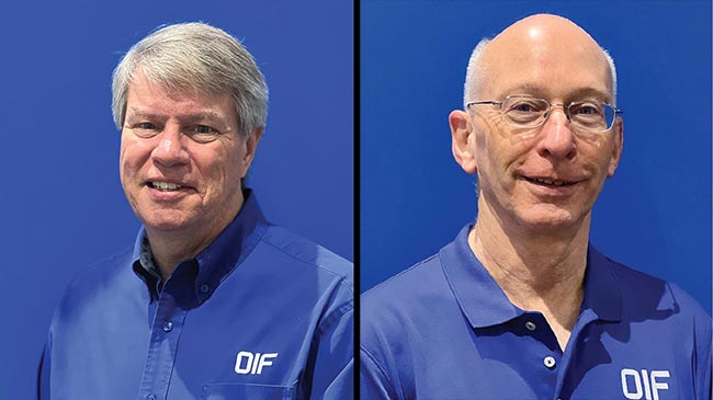 (left) Nathan Tracy, President, Optical Internetworking Forum (OIF). TE Connectivity, Technologist. (right) Jeff Hutchins, Physical and Link Layer Vice Chair for Energy Efficient Interfaces, Optical Internetworking Forum. Courtesy of OIF.