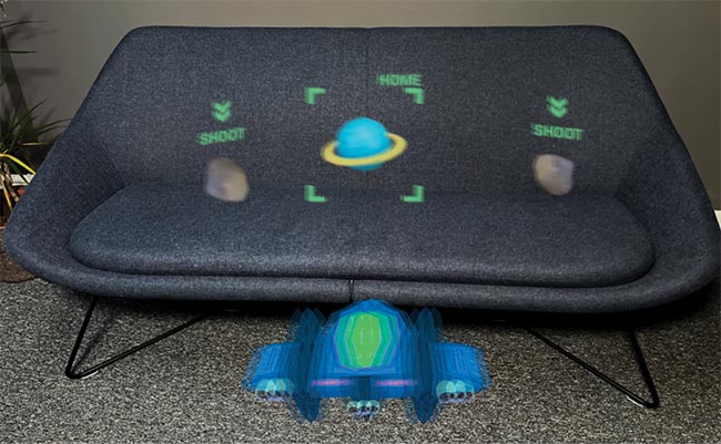 Vergence-accommodation conflict (VAC) occurs when the human brain receives mismatching visual cues between the apparent distance of a virtual object and the actual distance required for the eyes to focus on that object. Existing waveguide combiners can struggle to create 3D images if incoming light follows paths of different length. The effect is that users see multiple partially overlapping copies of the input image at random distances (top). VividQ’s 3D waveguide combiner design can adapt to these diverging rays to display images correctly and minimize VAC (bottom). Courtesy of VividQ.