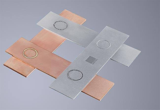 The production of batteries and electrical components for electromobility (e-mobility) applications is driving greater interest in the laser welding of dissimilar materials, such as copper and aluminum. Courtesy of TRUMPF.