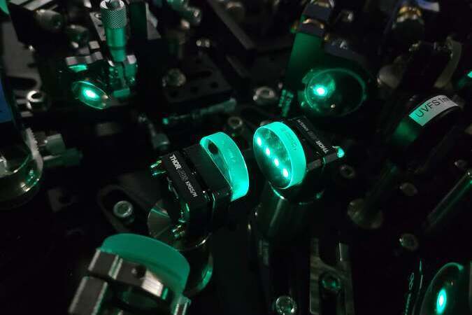 A Raman spectroscopy technique developed at the University of Tokyo combines coherent Raman spectroscopy, an ultrashort pulse laser, and time-stretch technology to achieve a 100-fold increase in measurement rate compared to previous methods. Courtesy of the University of Tokyo.