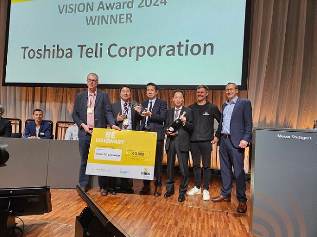 Toshiba Teli earned the VISION Award 2024 for its OneShotBRDF integrated surface flaw detection scope technology. Courtesy of Photonics Media via Messe Stuttgart. 