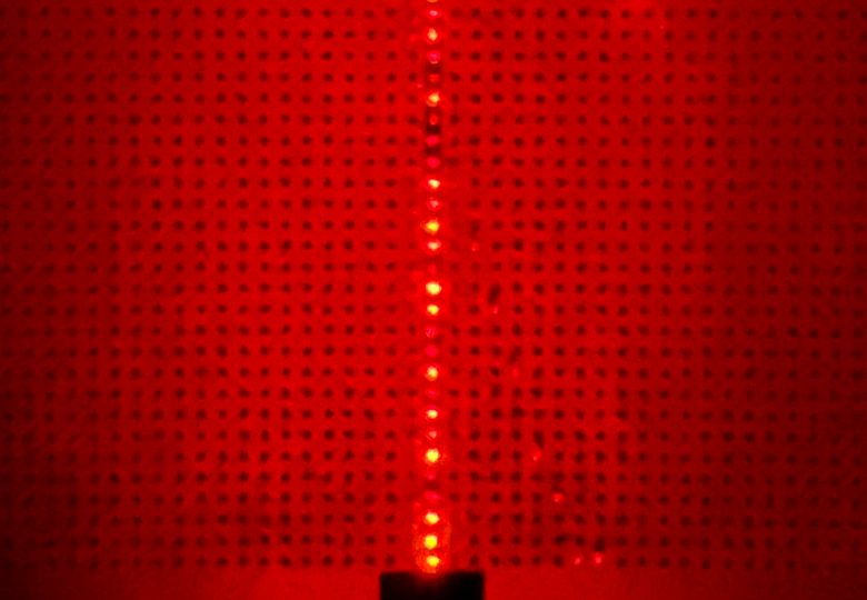 Polar Light Technologies has reported the capability to build red, green, and blue pyramidal micro-LEDs using the same material compound. The company created a 625 nm red light micro-LED using its non-etching bottom-up manufacturing concept. Courtesy of Polar Light Technologies.