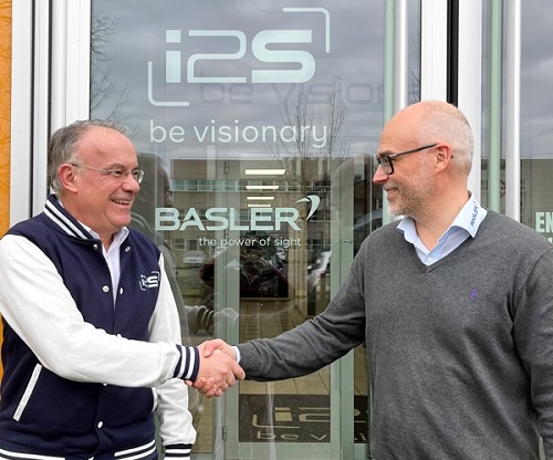 Current Basler France CEO Xavier Datin (left) and sales manager Jalmari Vaissi (right) have been working together to transition management duties to Vaissi who will assumer the role of managing director on July 1, concurrent with Basler France becoming a wholly-owned entity of Basler AG. Courtesy of Basler France.