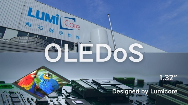 From top: Lumicore’s production base in Nanjing, China and the company’s 1.32in micro-OLED. Courtesy of Lumicore.