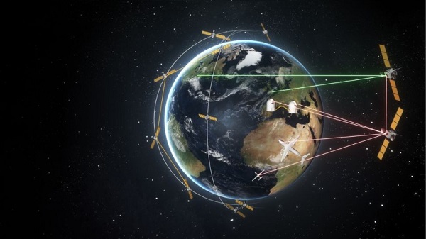 An artist’s interpretation of a global laser communication network. Courtesy of TNO.