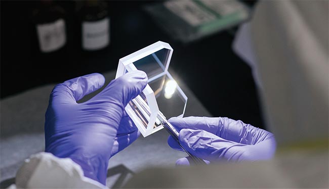 Corner cube retroreflectors retro-reflect over a wide range of incident angles, which is useful in applications where precise alignment is difficult to achieve or where vibration is present. Courtesy of Altechna.