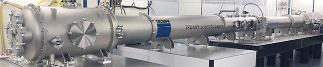 The 6-m-long Herriott cell for spectral broadening and subsequent pulse compression to <50 fs. TRUMPF confirmed that it is developing multiple secondary sources for different research projects funded by the German government. Courtesy of TRUMPF.