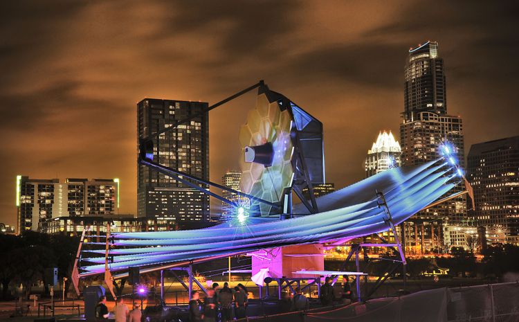 The full-scale model of NASA’s James Webb Space Telescope in Austin, Texas in 2013. Courtesy of Northrup Grumman.