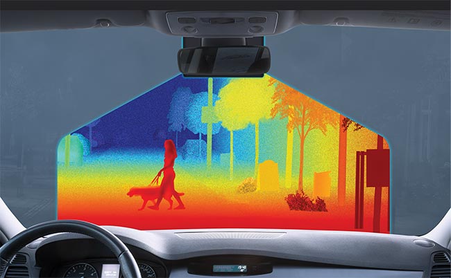 TriEye’s detection and ranging platform delivers 2D and 3D SWIR images. The company combines the advantages of SWIR imaging with an approach that aims to overcome challenges that traditional windshields face for assisted and fully autonomous driving. Courtesy of TriEye.