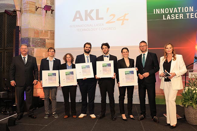 Innovation Award for Laser Technology third place winners from Cailabs along with representatives of AKL. Courtesy of Arbeitskreis Lasertechnik eV.