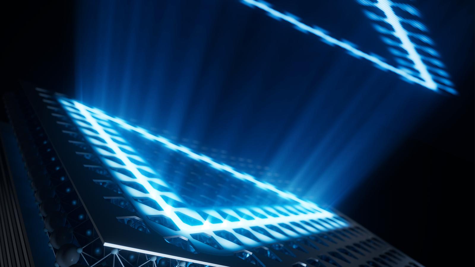 A graphical rendering of the photonic topological insulator developed in the study. Courtesy of Rensselaer Polytechnic Institute.