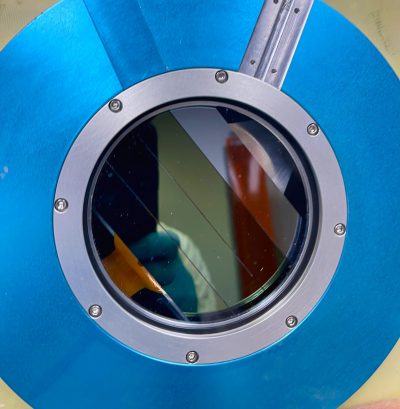 Four skipper CCDs mounted inside a cryogenic vacuum vessel in preparation for on-sky observations. Courtesy of Edgar Marrufo Villalpando/AstroSkipper Collaboration.