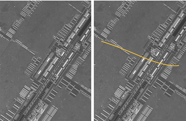 Detection of a microscopic defect on a wafer. Courtesy of MVTec Software GmbH.