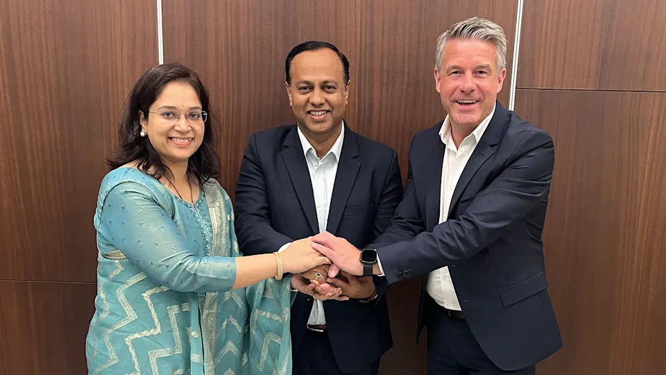 (From left) Hardy Mehl, CCO/COO of Basler; Harshal Pore, founder of Alpha TechSys Automation; and Mayuri Pore of Alpha TechSys Automation. Courtesy of Basler AG.