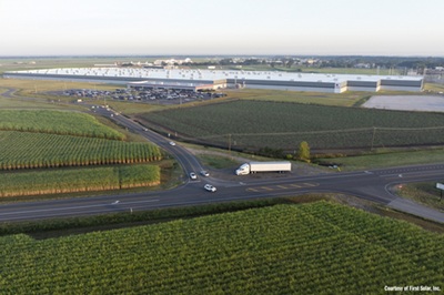 First Solar today inaugurated its new fully vertically integrated manufacturing facility in Iberia Parish, Louisiana. The $1.1 billion facility spans approximately 2.4 million square feet. Courtesy of First Solar.