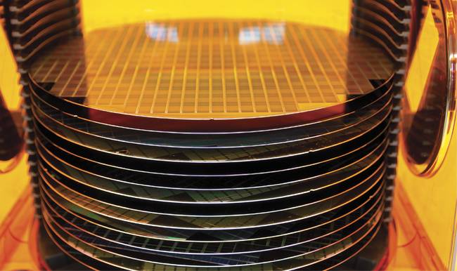 Silicon wafers require precise inspection during production. Courtesy of iStock.com/Aaron Hawkins.