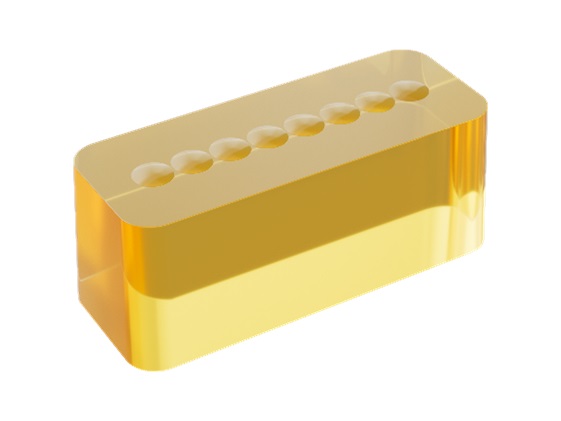 Figure 4: The microlens array (MLA) of EXTEM resin with 250-µm lens-to-lens pitch size.
