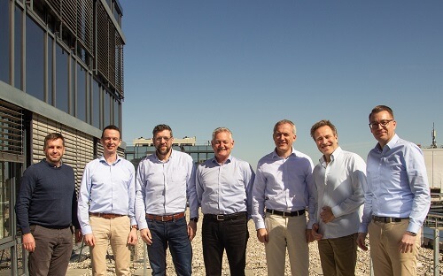 (From left) Tomasz Stefanczyk, Maik Frede, Klaus Maier, Ams Technologies CEO Jan Meise, CFO and COO Philipp Weber, and Christoph Schelzke. Courtesy of Ams Technologies.
