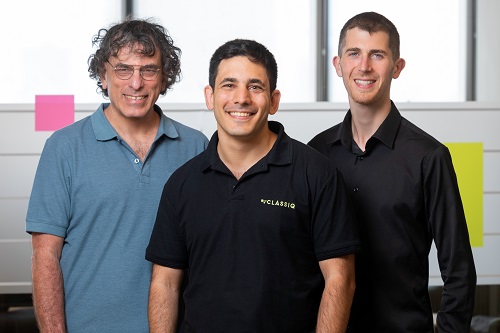 (From left) Classiq Technologies co-founders Yehuda Naveh, Amir Naveh, and Nir Minerbi. Courtesy of Classiq Technologies.