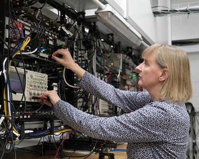 Rachel Godun coordinated a multi-institutional group of researchers who measured 38 frequency ratios simultaneously for ten different optical clocks. Courtesy of the National Physical Laboratory]