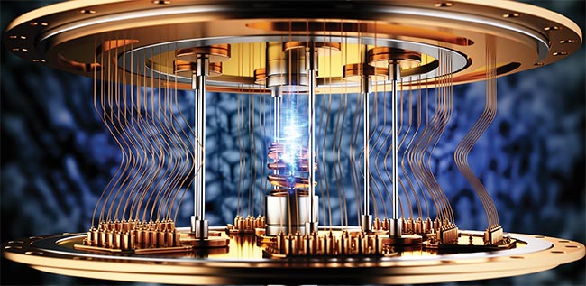 Quantum computing is emerging as a promising field for advancing atomic energy research. These systems use qubits, which can exist in a superposition of 0 and 1 simultaneously. Courtesy of Stock.com/adventtr.