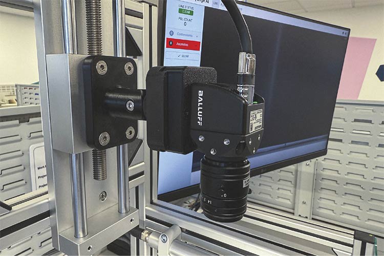 A 42 Technology machine demonstrator replicates a machine function using Balluff’s high-performance image acquisition system, Arcturus’ deep-learning models, and the Synaptics Astra SL1680 edge AI processor. Courtesy of 42 Technology.