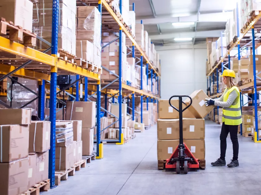 A solution developed by Stereolabs and Honeywell combines AI-powered stereoscopic cameras with barcode-decoding software to track the size, volume, and weight of boxes and pallets within a distribution center to improve supply chain logistics. Courtesy of Honeywell.