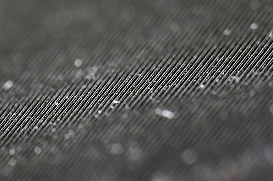 A close-up of laser-etched nanostructures on the surface of a solar thermoelectric generator. Courtesy of the University of Rochester/J. Adam Fenster.