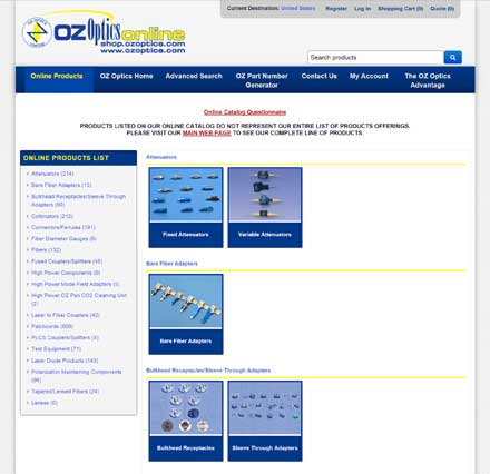 OZ Optics's Online Catalog
