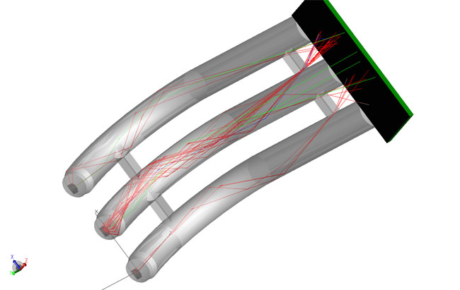 Finger Light Pipe showing crosstalk problem, Lambda Research Corporation.