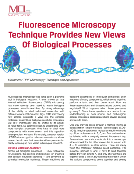 Mad City Labs Inc. - Fluorescence Microscopy Technique Provides New Views of Biological Processes