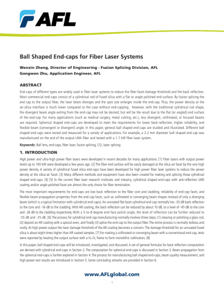 Ball Shaped End-caps for Fiber Laser Systems
