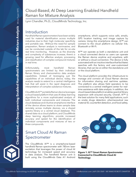 Cloud-Based, AI Deep Learning Enabled Handheld Raman for Mixture Analysis