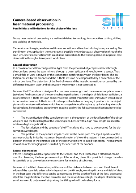 Camera-based Observation in Laser Material Processing