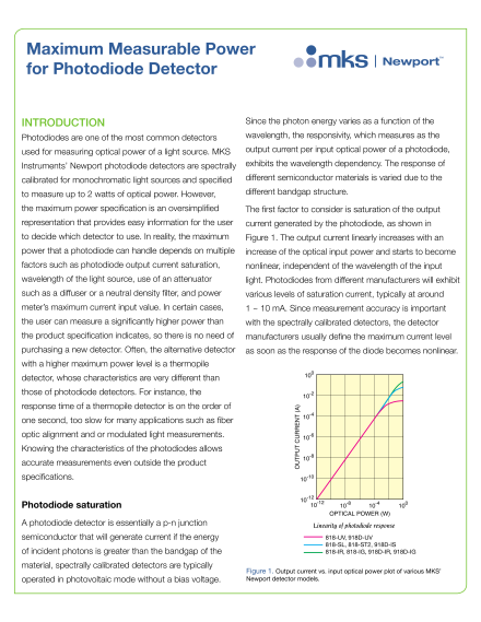 Maximum Measurable Power for Photodiode Detector