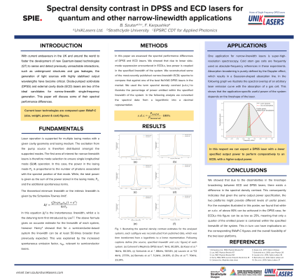 Spectral Density Contrast in DPSS and ECD Lasers for Quantum and Other Narrow-linewidth Applications