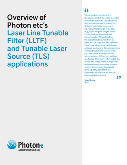 Overview of Photon etc’s Laser Line Tunable Filter (LLTF) and Tunable Laser Source (TLS) applications