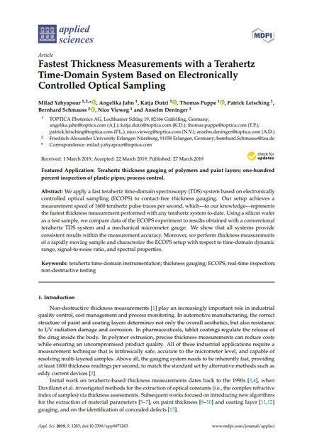 Fastest Thickness Measurements with a Terahertz Time-Domain System Based on Electronically Controlled Optical Sampling